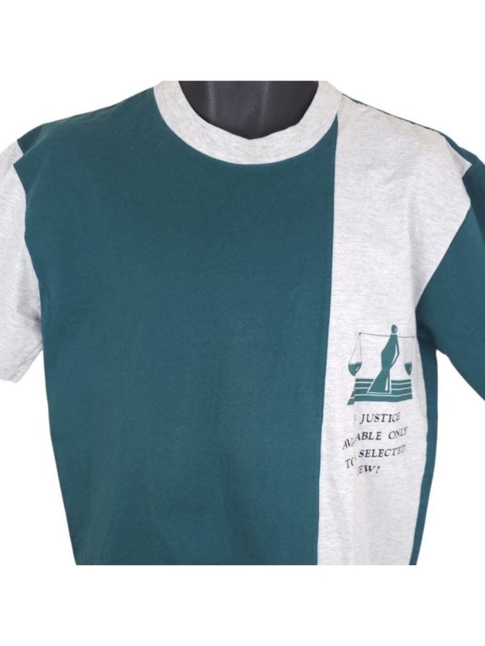 Vintage Scales Of Justice T Shirt Mens Size Large Green Gray 90s Equality